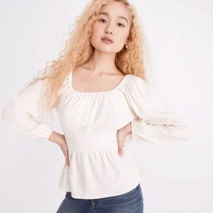 NWOT❣️ Madewell Plush Square Neck Smocked Top